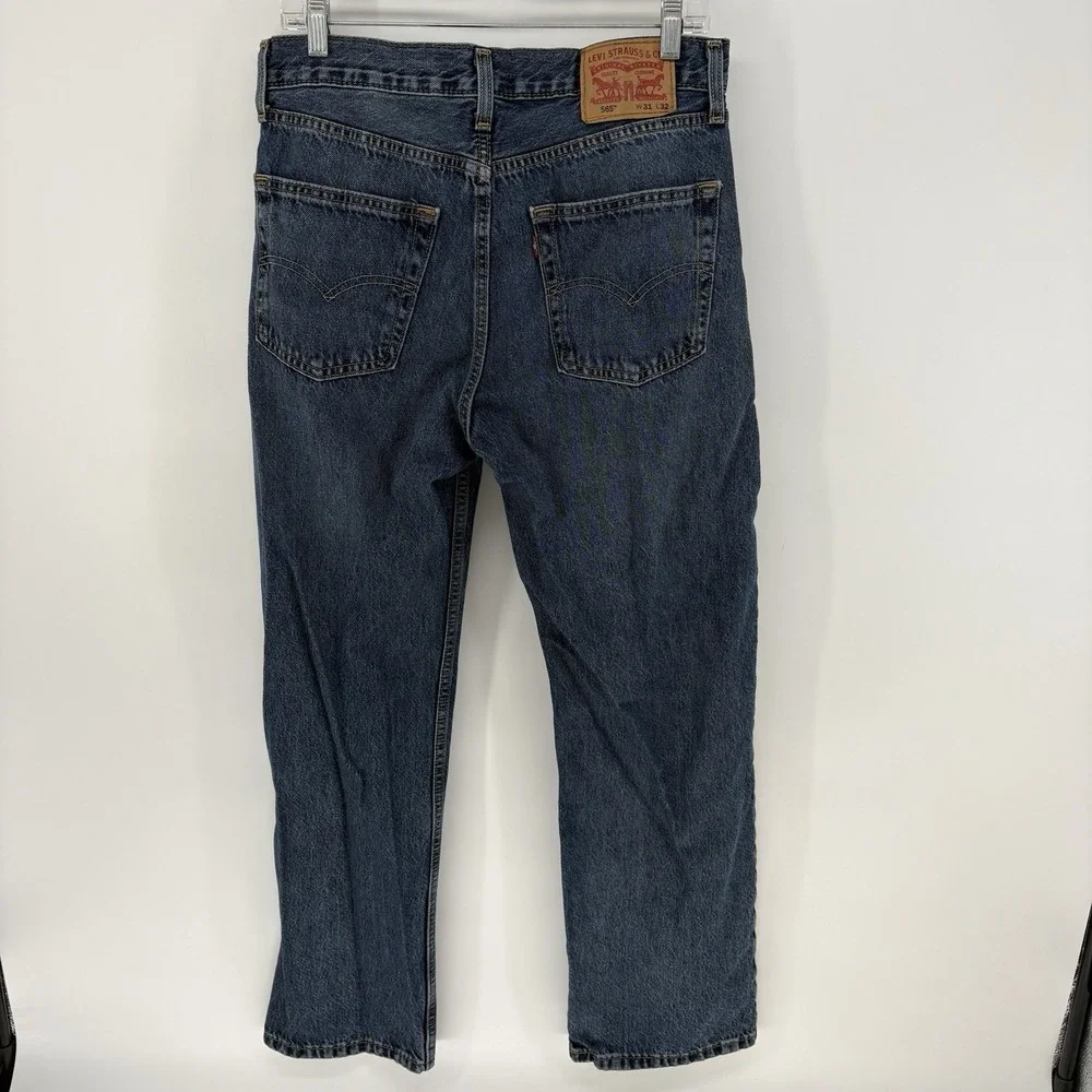 Levis Jeans Mens (31X30) Blue 565 Loose Straight Fit Denim Stonewash Skater